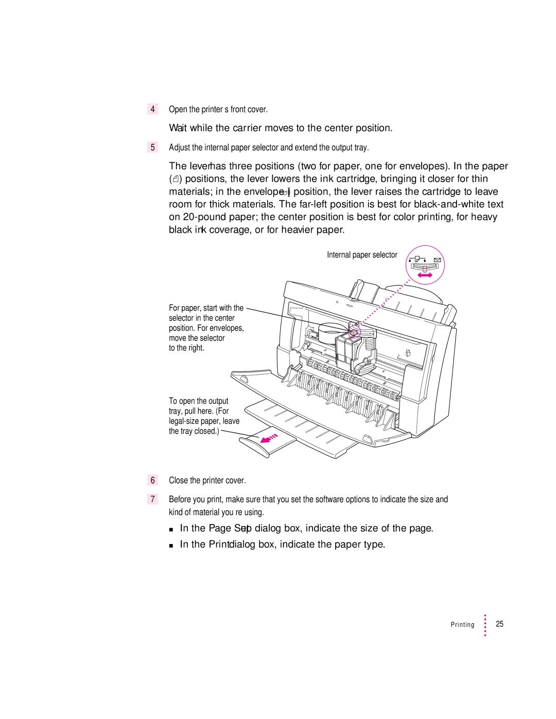 Apple 2500 manual Wait while the carrier moves to the center position 