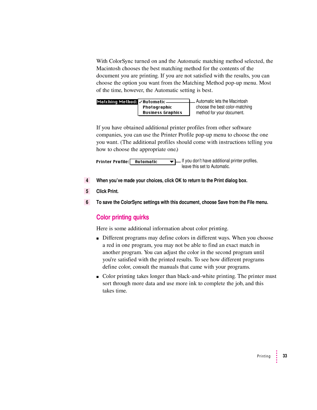 Apple 2500 manual Color printing quirks 