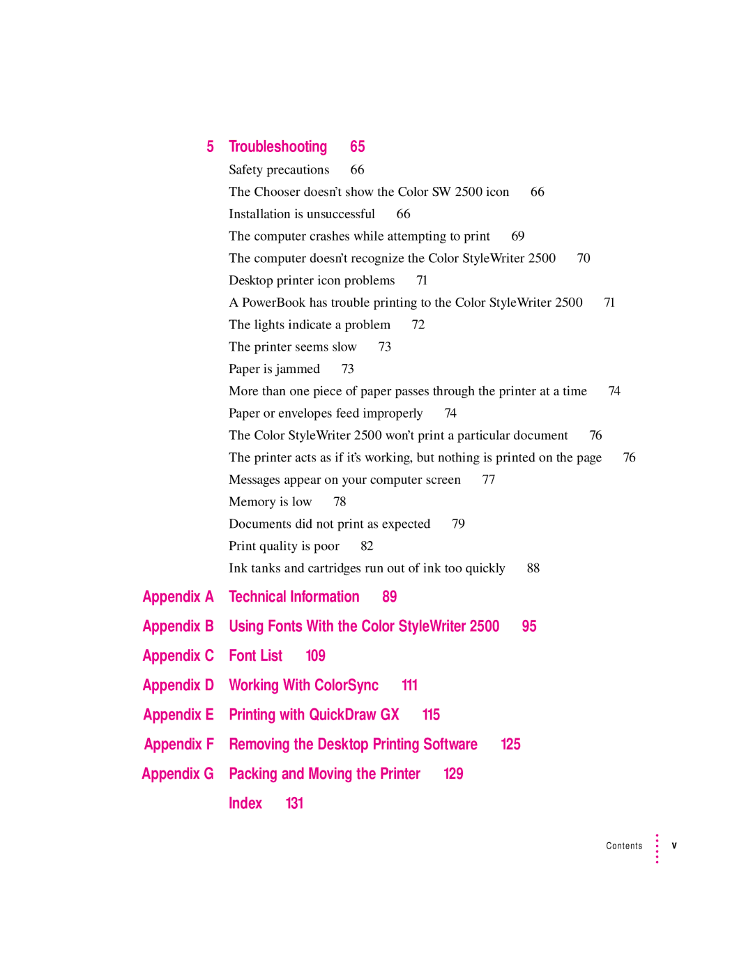 Apple 2500 manual 109, 115, 125, Index 