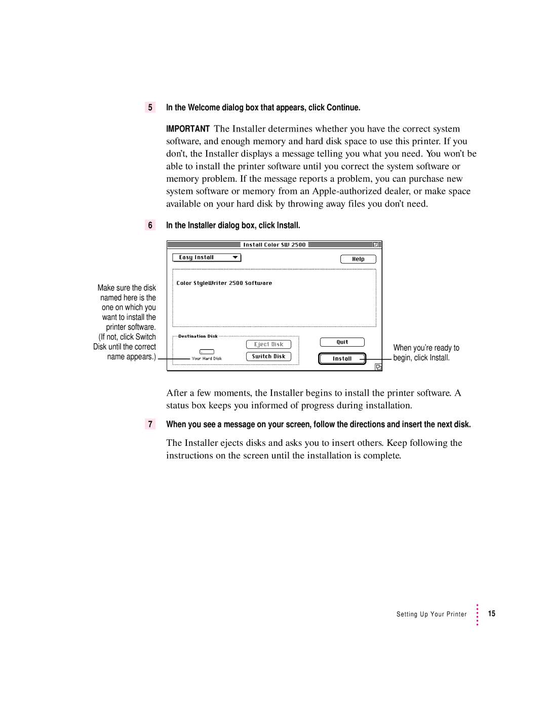 Apple 2500 important safety instructions Welcome dialog box that appears, click Continue 