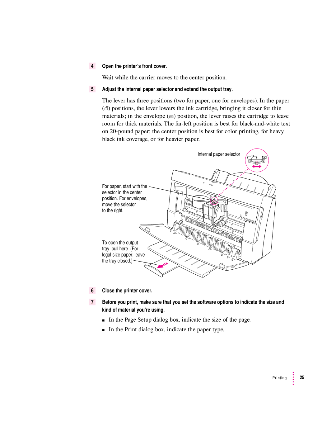 Apple 2500 important safety instructions Wait while the carrier moves to the center position 