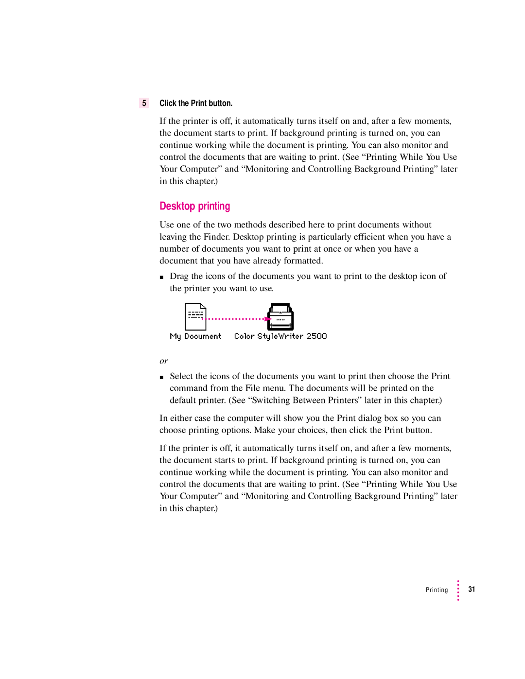 Apple 2500 important safety instructions Desktop printing 