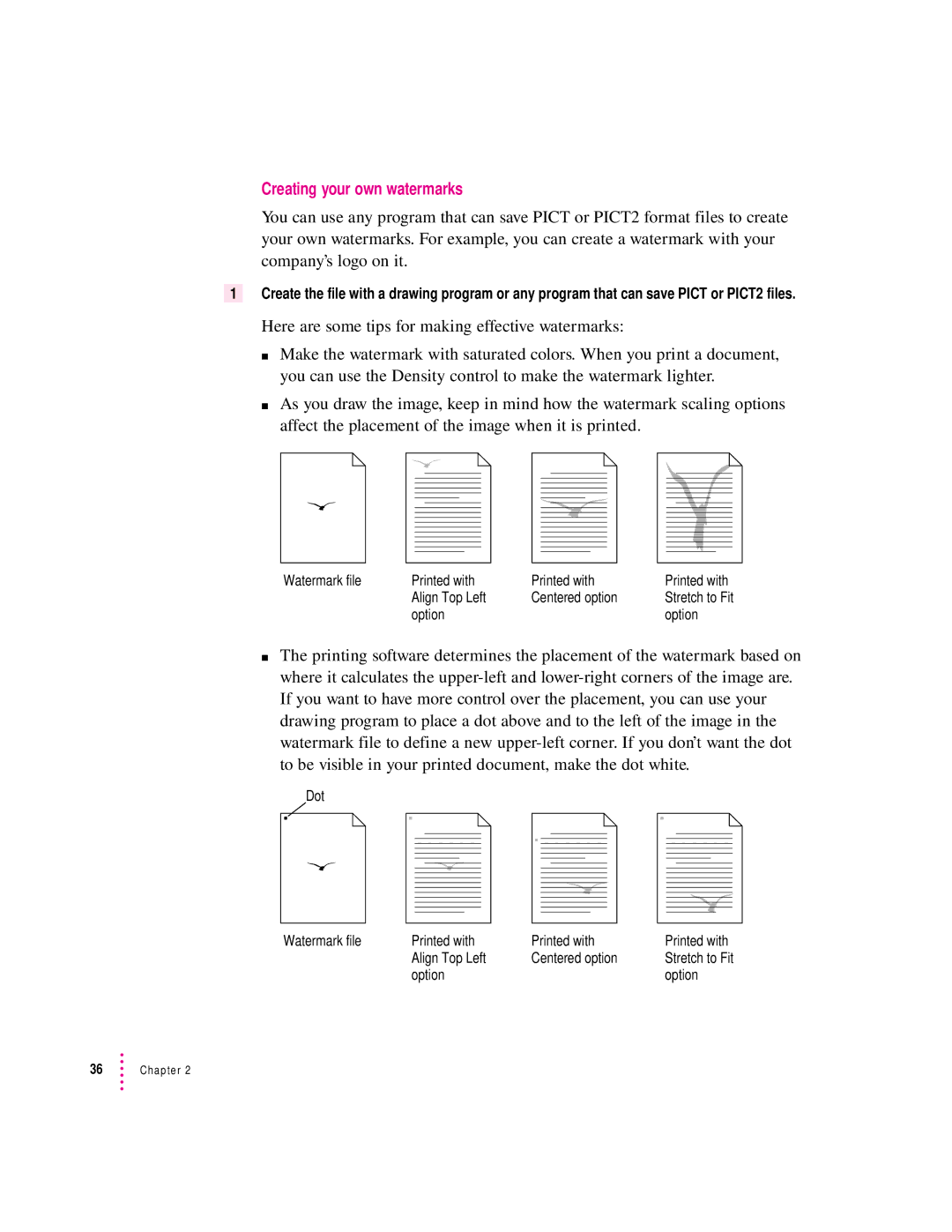 Apple 2500 important safety instructions Creating your own watermarks 