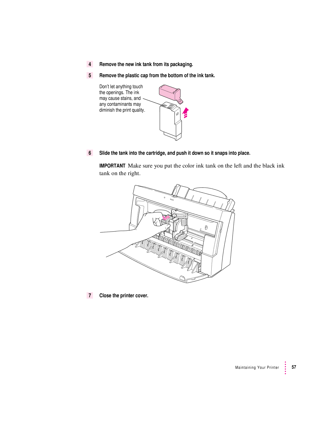 Apple 2500 important safety instructions Maintaining Your Printer 