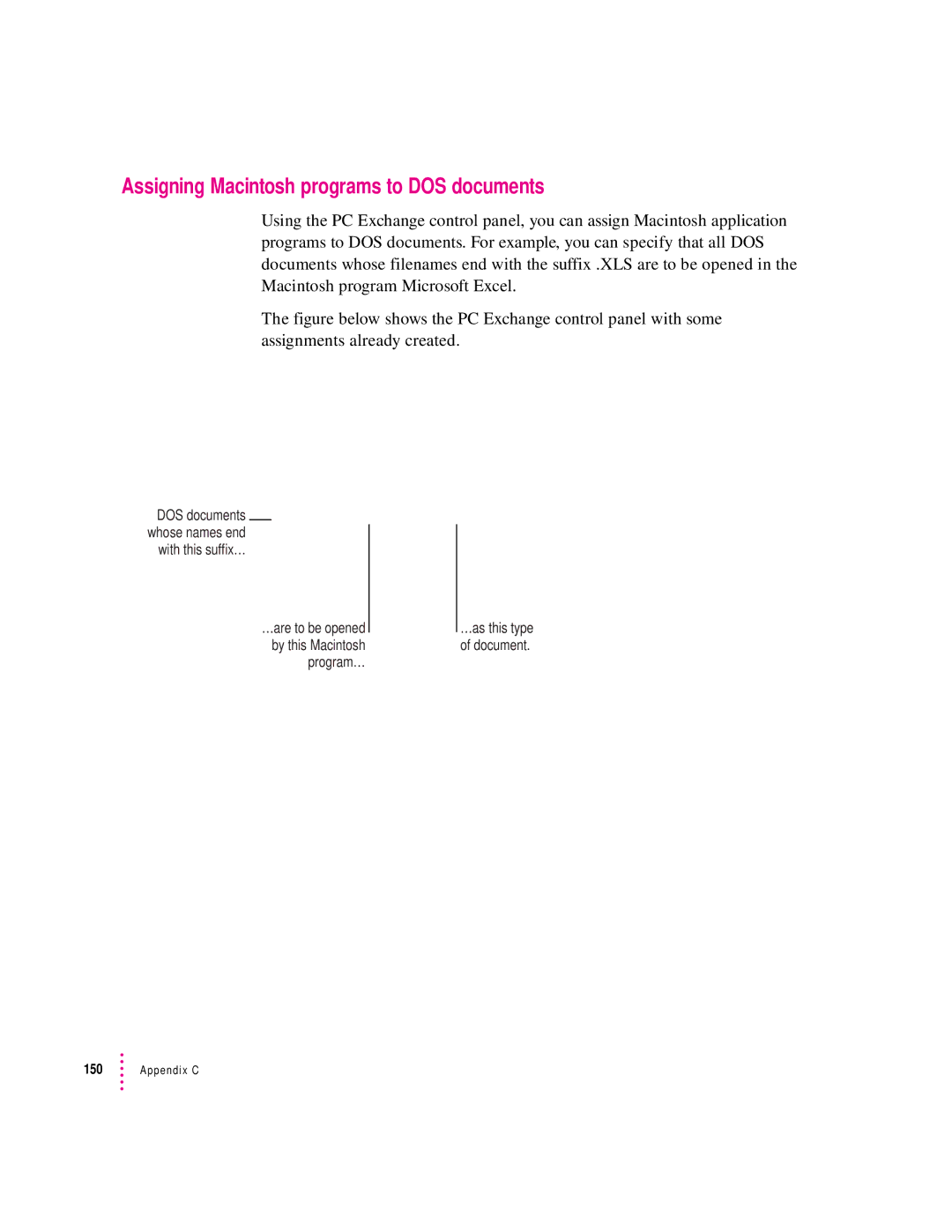 Apple 280C manual Assigning Macintosh programs to DOS documents 