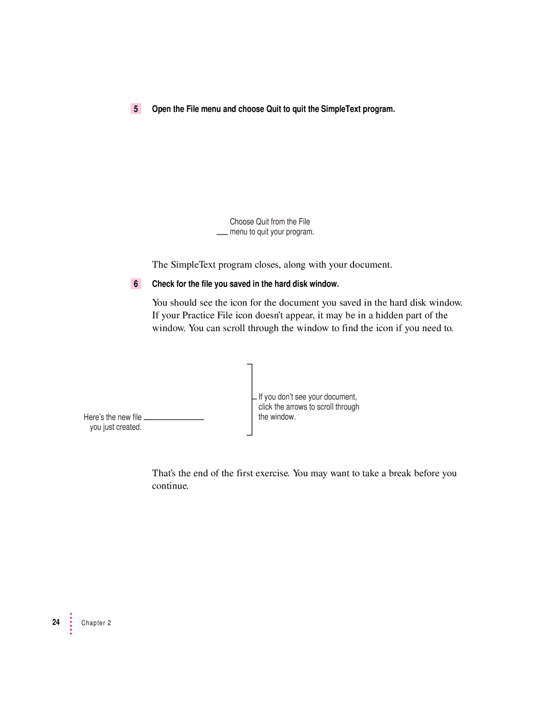 Apple 280C manual SimpleText program closes, along with your document 