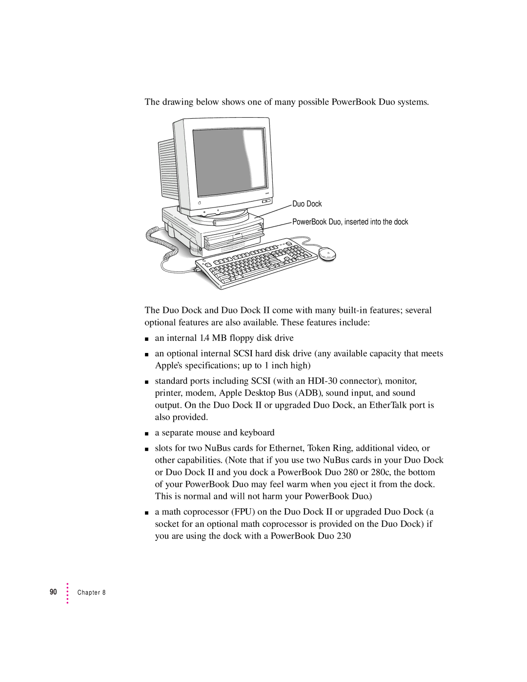 Apple 280C manual Duo Dock PowerBook Duo, inserted into the dock 