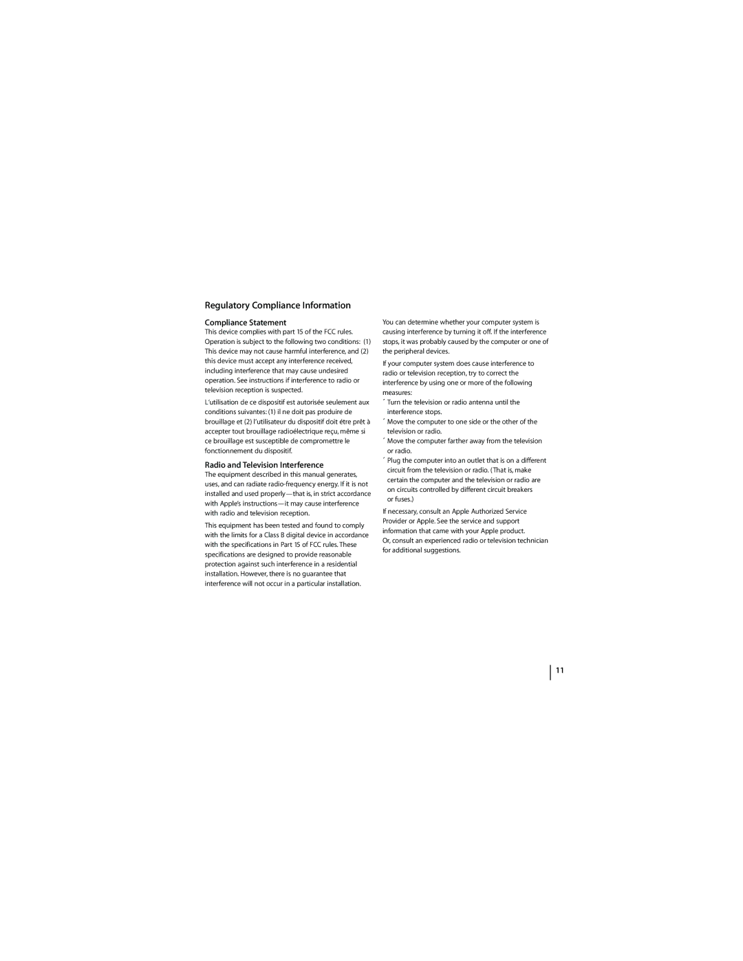 Apple 2A034-4760-A manual Compliance Statement, Radio and Television Interference 