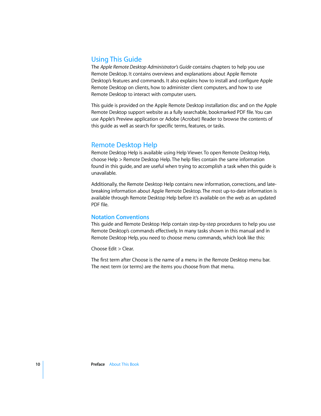 Apple 3 manual Using This Guide, Remote Desktop Help, Notation Conventions 