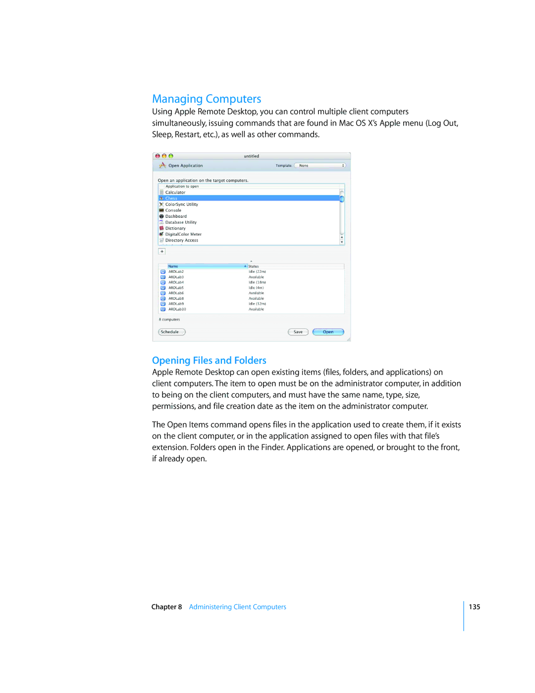 Apple 3 manual Managing Computers, Opening Files and Folders 