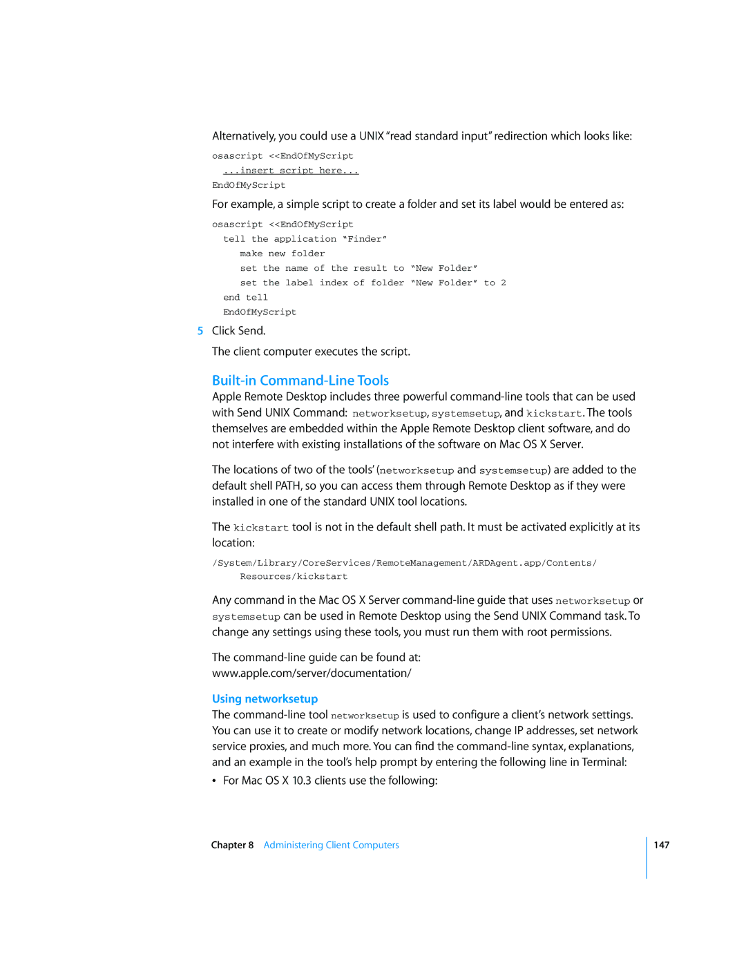 Apple 3 manual Built-in Command-Line Tools, Using networksetup 