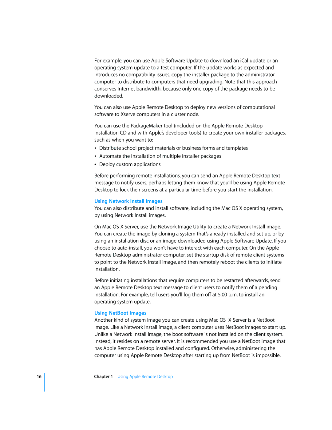 Apple 3 manual Using Network Install Images, Using NetBoot Images 