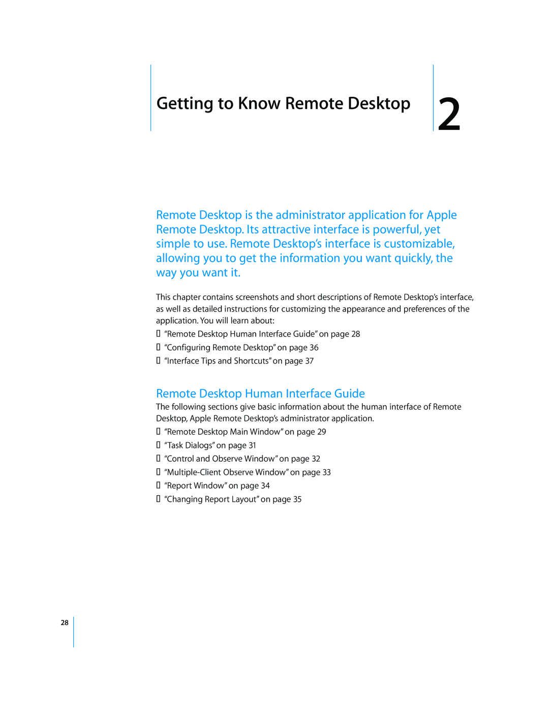 Apple 3 manual Getting to Know Remote Desktop, Remote Desktop Human Interface Guide 