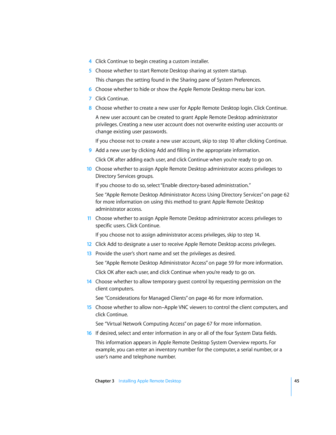 Apple 3 manual Installing Apple Remote Desktop 