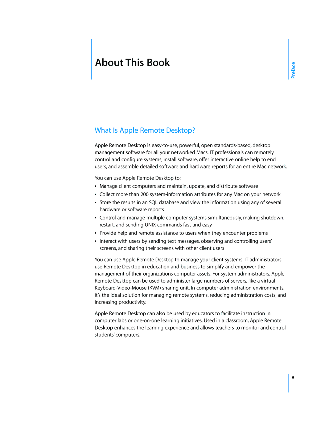 Apple 3 manual About This Book, What Is Apple Remote Desktop? 