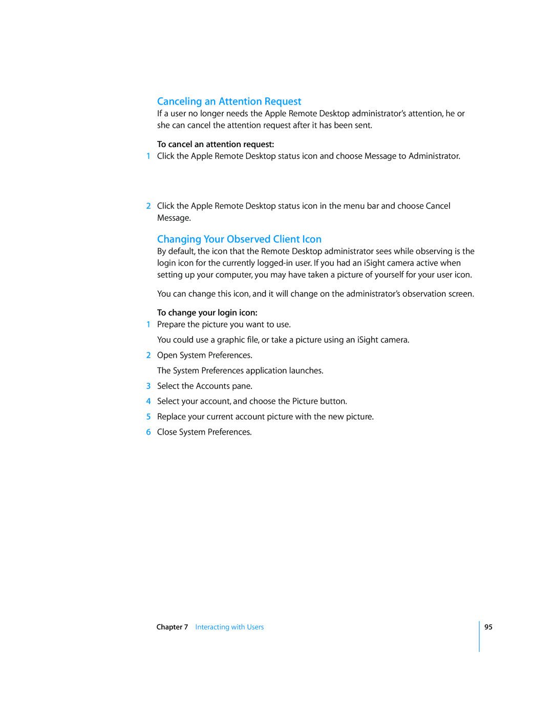 Apple 3 manual Canceling an Attention Request, Changing Your Observed Client Icon, To cancel an attention request 
