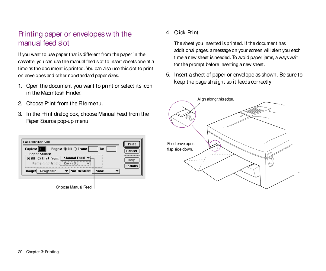 Apple 300 Printing paper or envelopes with the manual feed slot, Click Print 