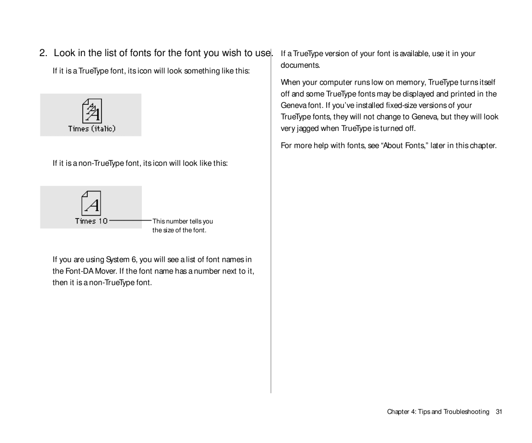 Apple 300 manual If it is a non-TrueType font, its icon will look like this 
