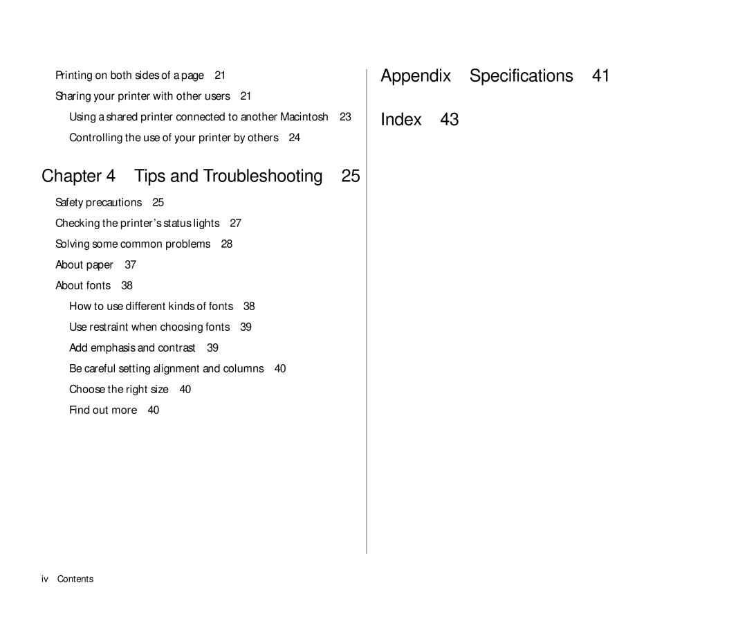 Apple 300 manual Appendix Specifications Index 