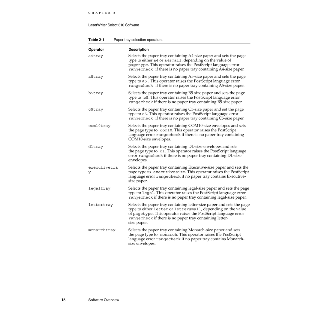 Apple 310 manual Selects the paper tray containing A4-size paper and sets 