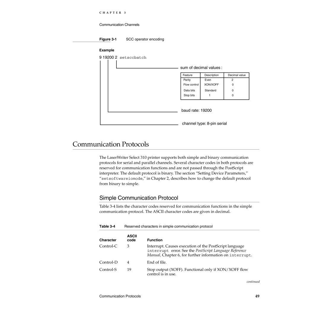 Apple 310 manual Communication Protocols, Simple Communication Protocol 