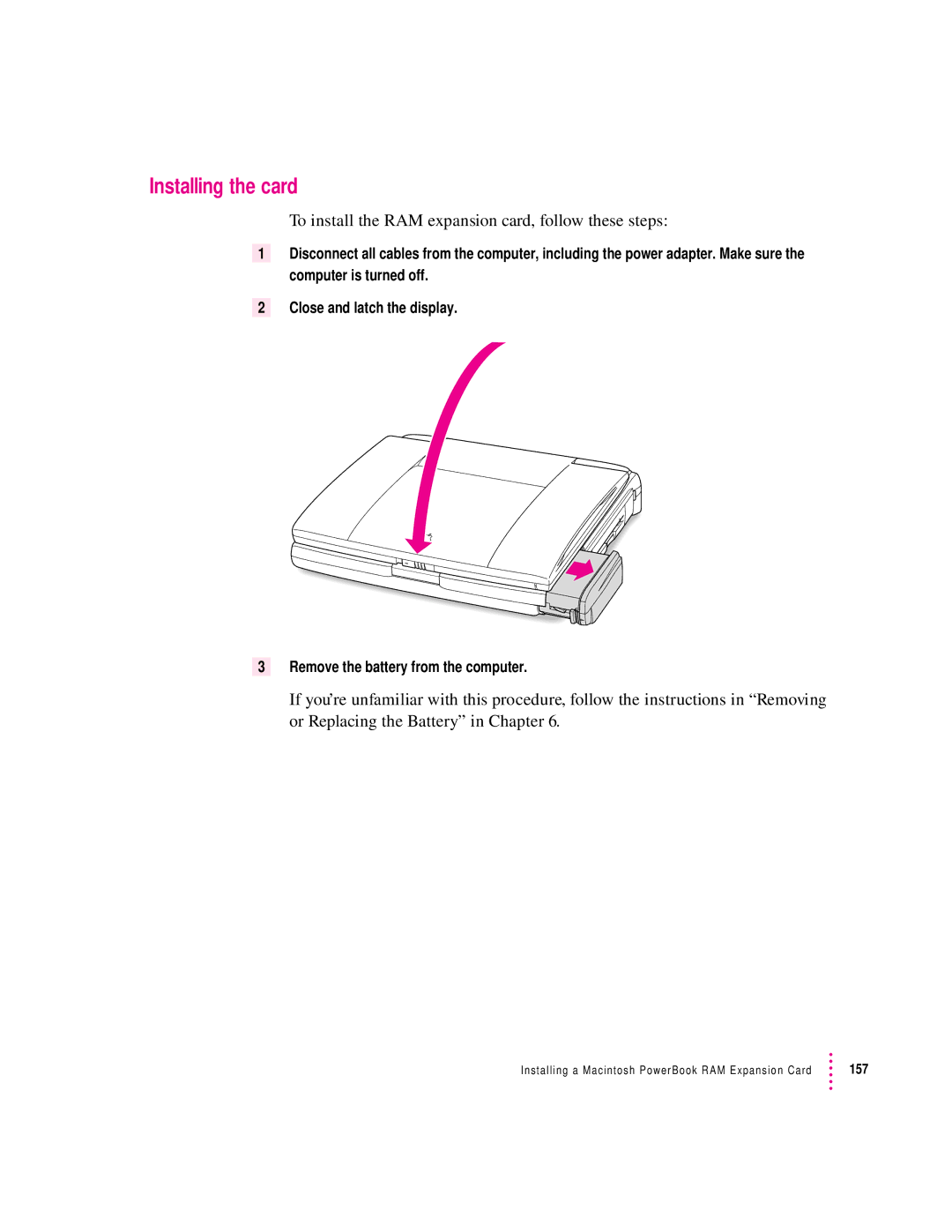 Apple 3400 Series manual Installing the card, To install the RAM expansion card, follow these steps 