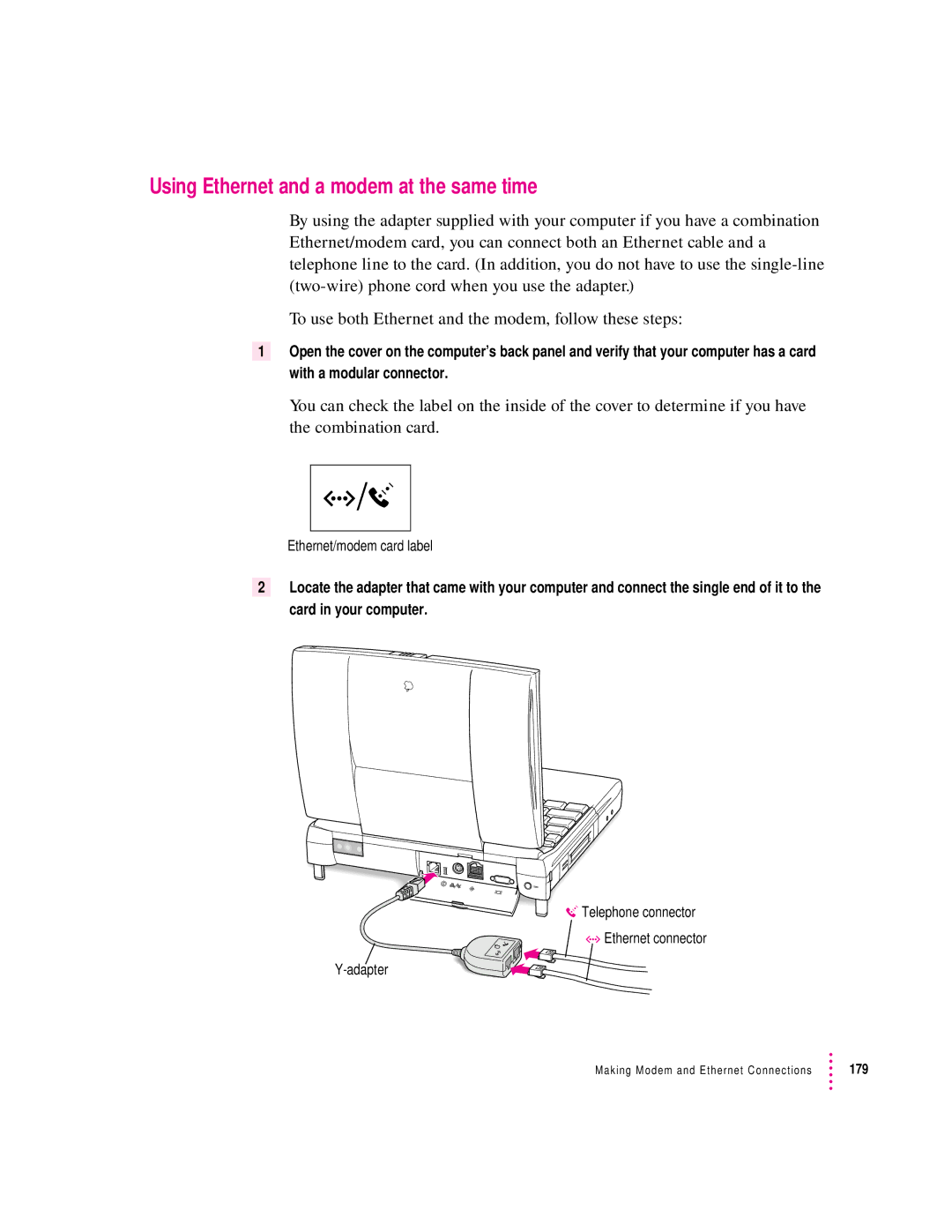 Apple 3400 Series manual Using Ethernet and a modem at the same time 