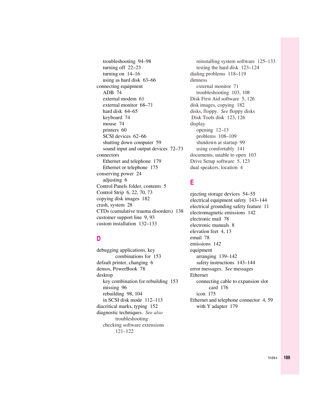 Apple 3400 Series manual Index 