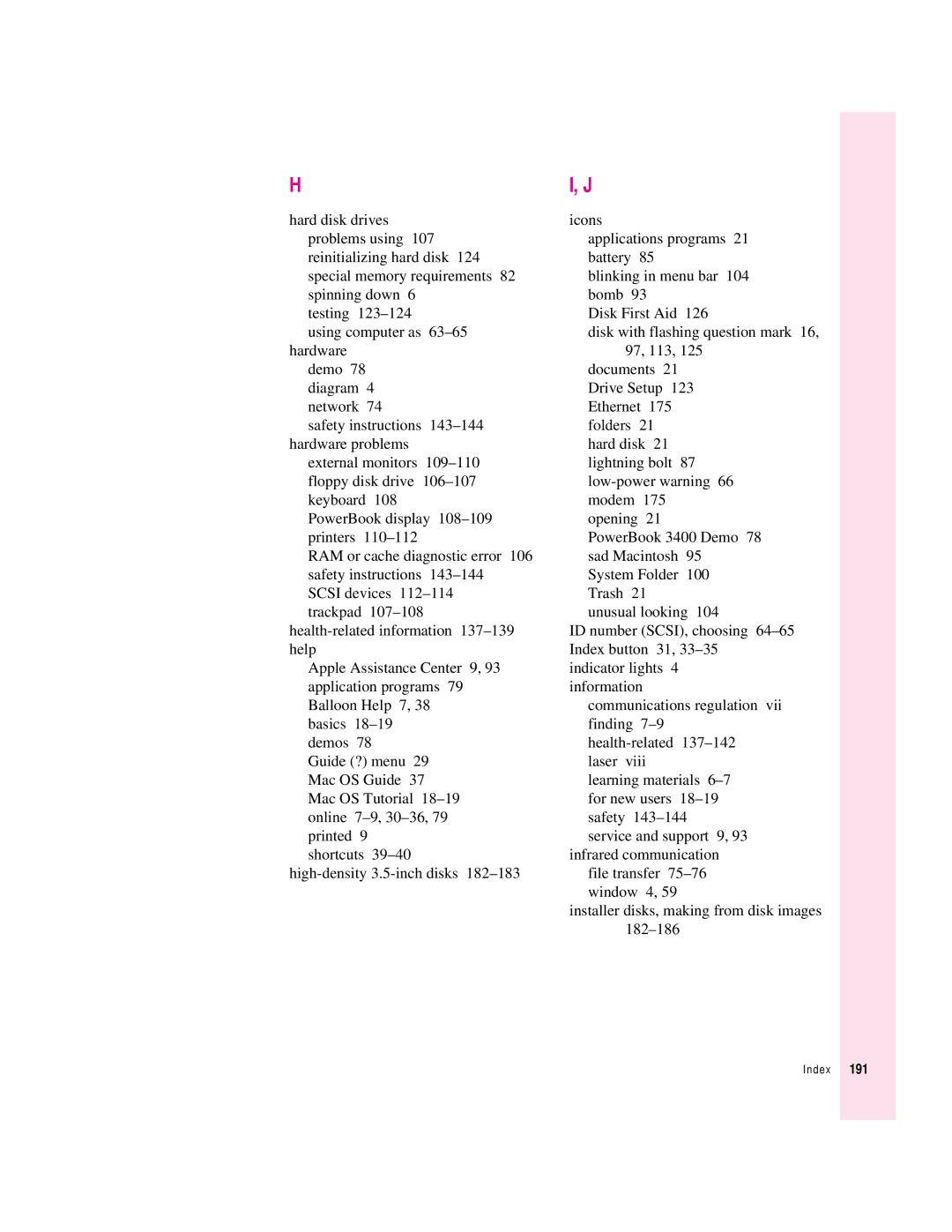 Apple 3400 Series manual Index 