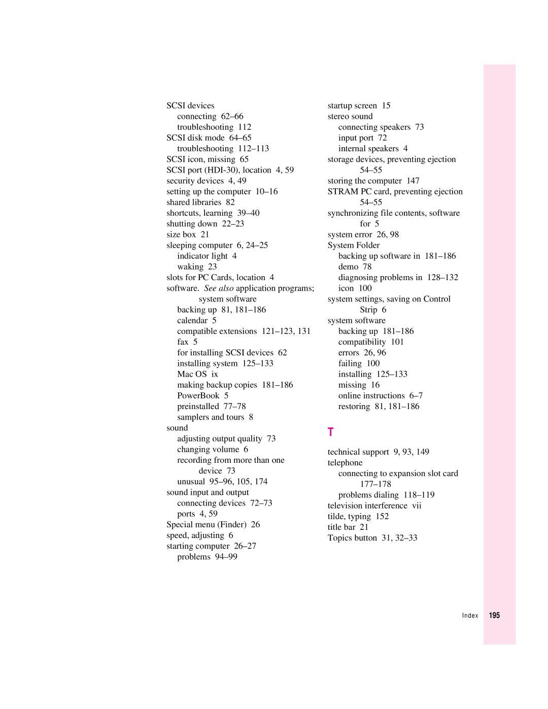 Apple 3400 Series manual Index 