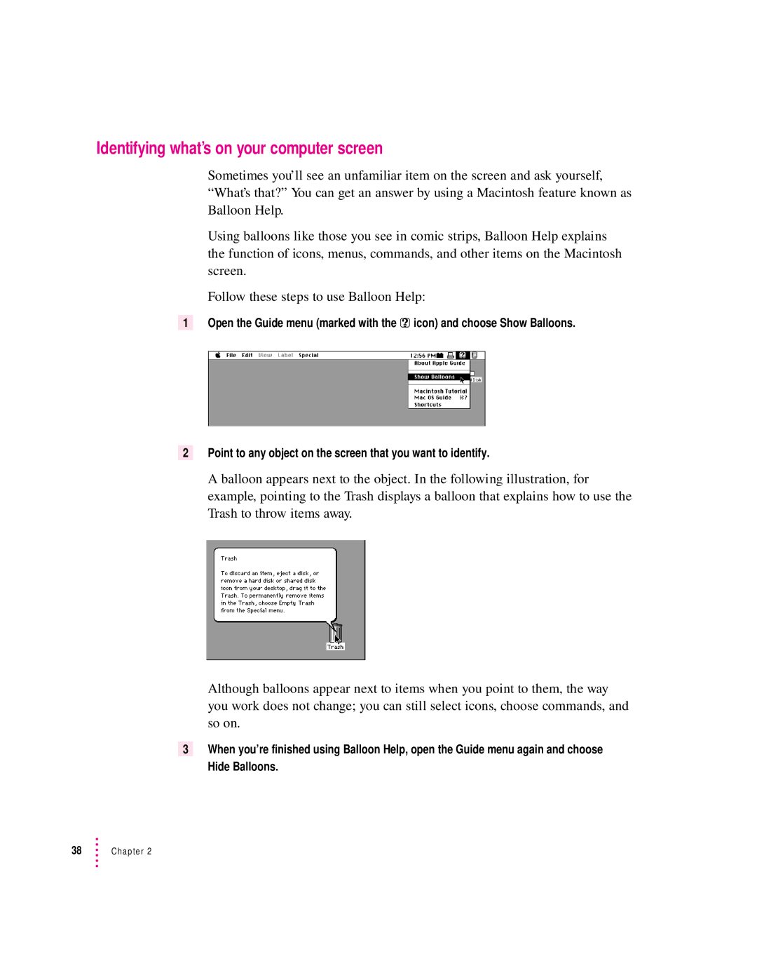 Apple 3400 Series manual Identifying what’s on your computer screen 