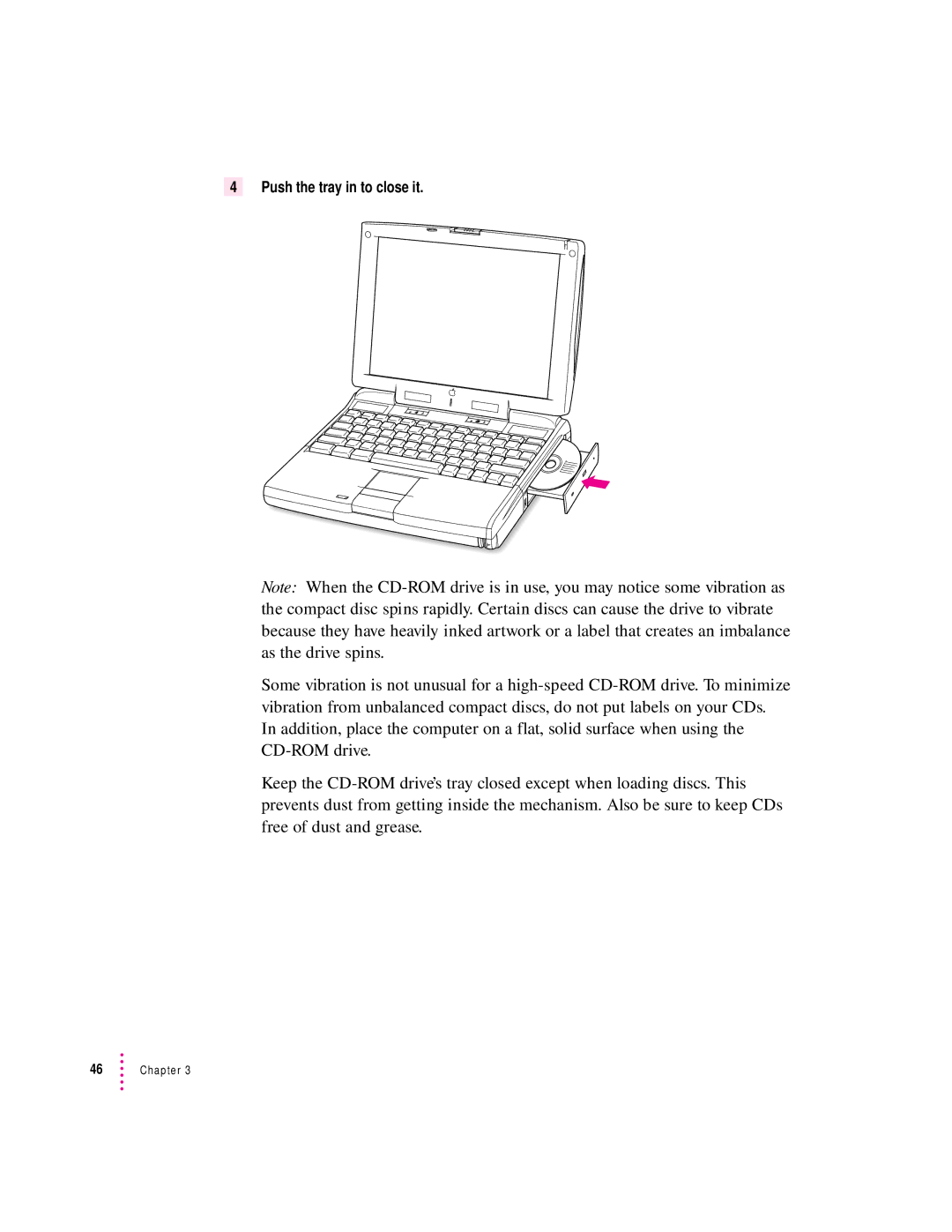 Apple 3400 Series manual Push the tray in to close it 