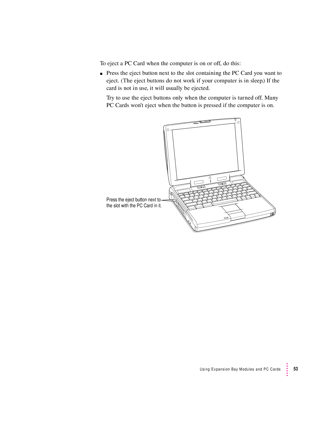 Apple 3400 Series manual Using Expansion Bay Modules and PC Cards 