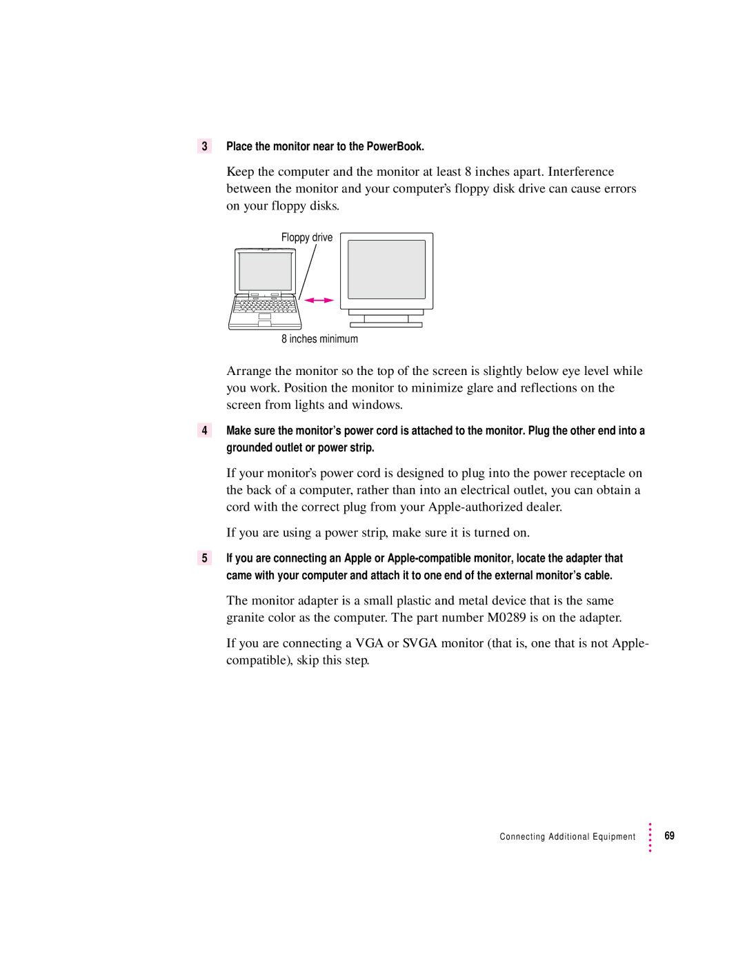 Apple 3400 Series manual Place the monitor near to the PowerBook 