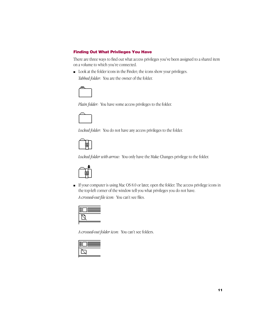 Apple 3.8 user manual Finding Out What Privileges You Have 