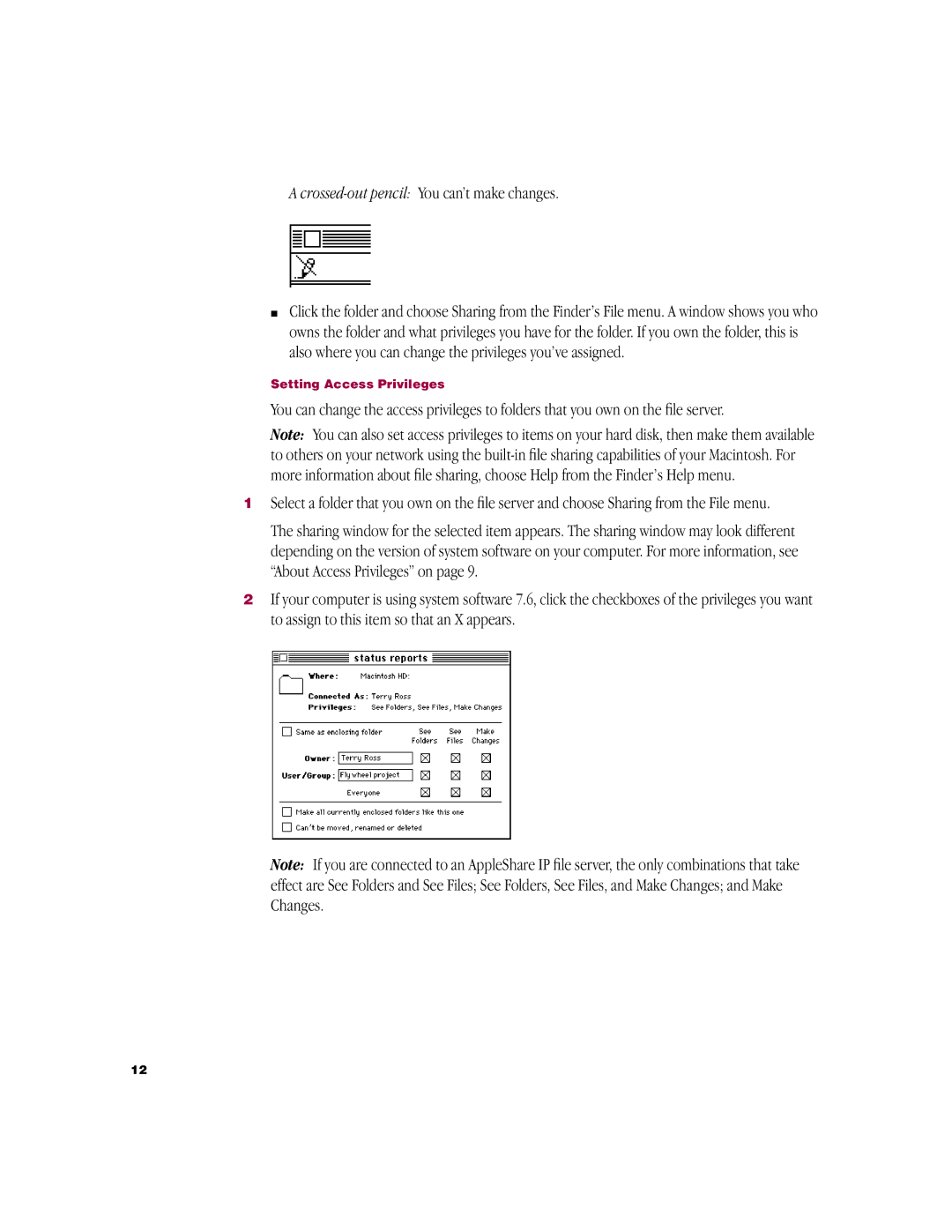 Apple 3.8 user manual Crossed-out pencil You can’t make changes 