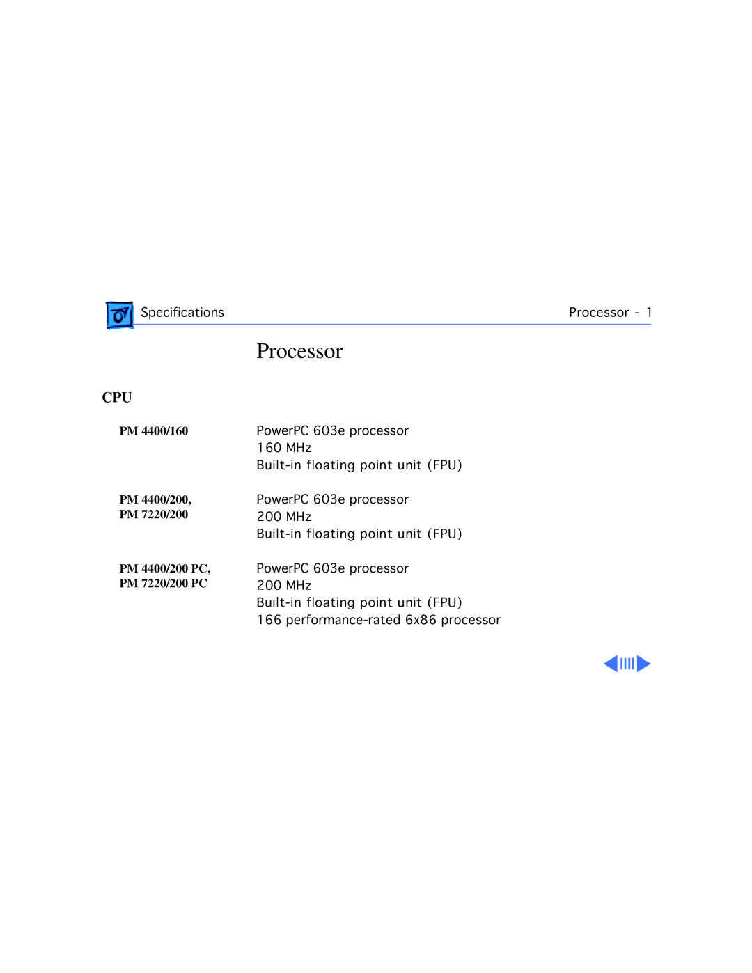 Apple 4400/200 PC manual Processor, Cpu 