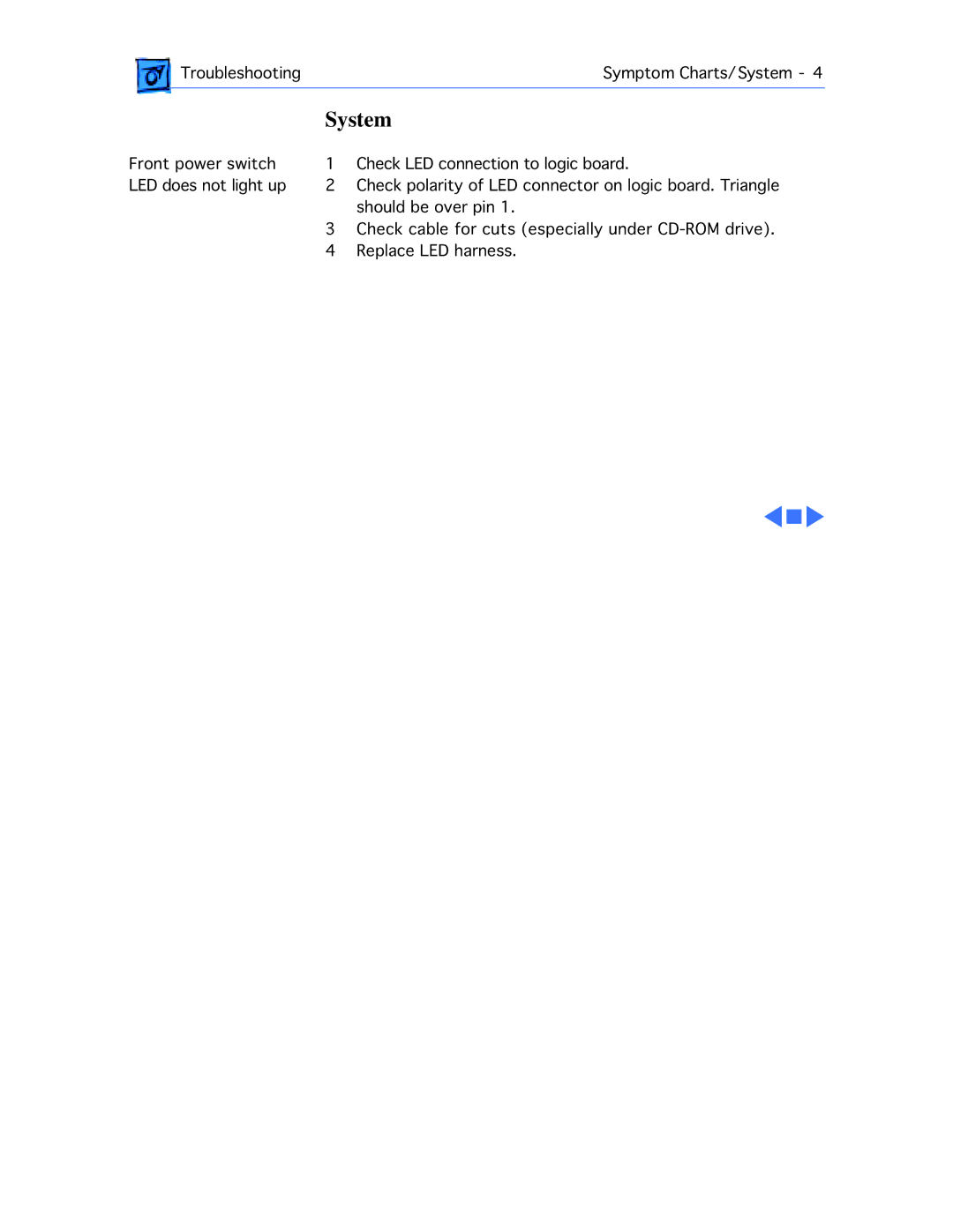 Apple 4400/200 PC manual TroubleshootingSymptom Charts/System 