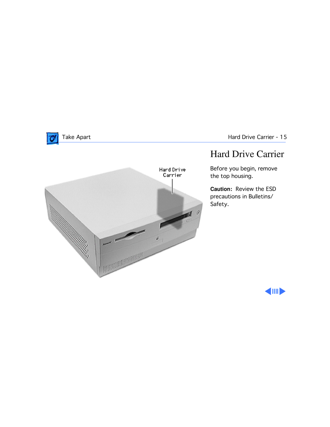 Apple 4400/200 PC manual Hard Drive Carrier 