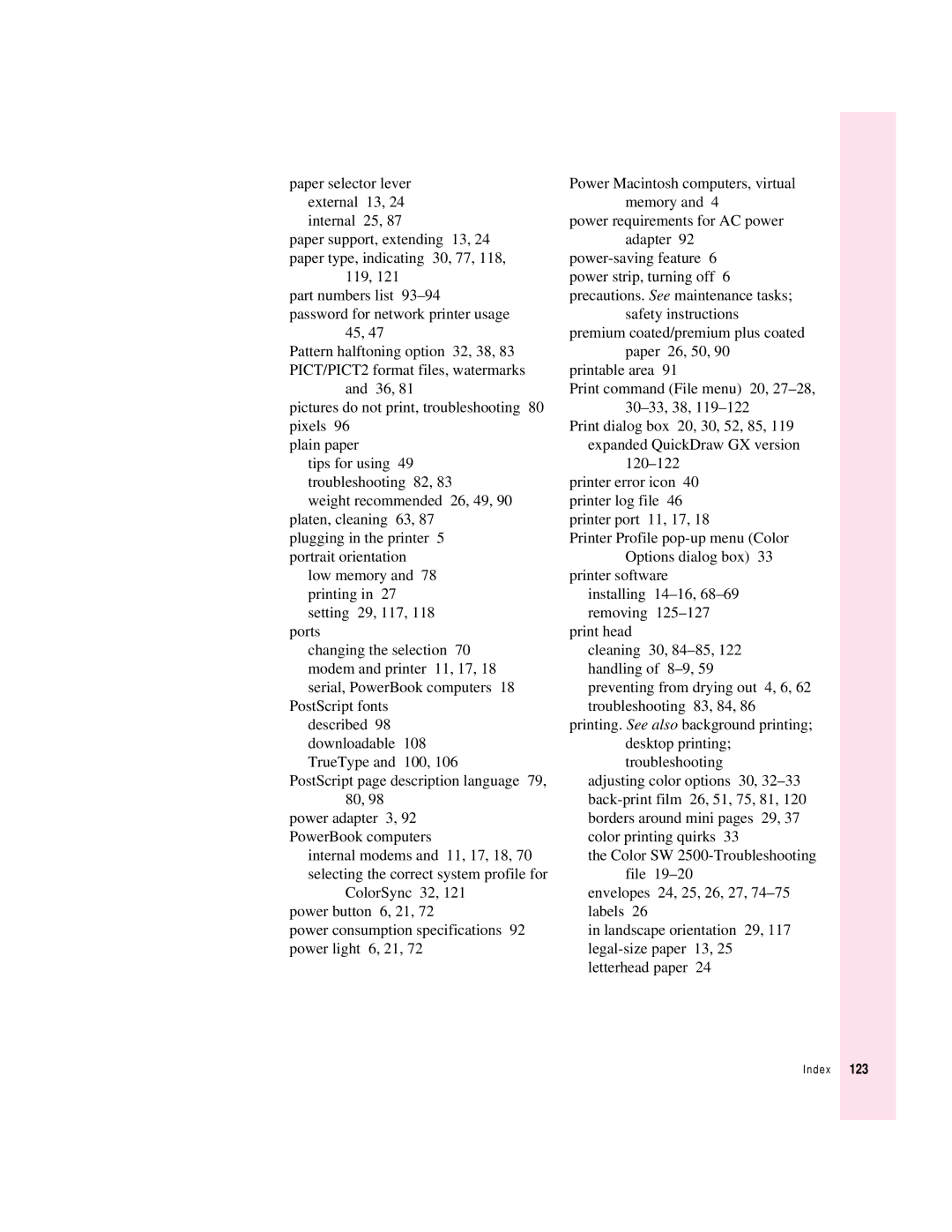 Apple 4500 important safety instructions Index 