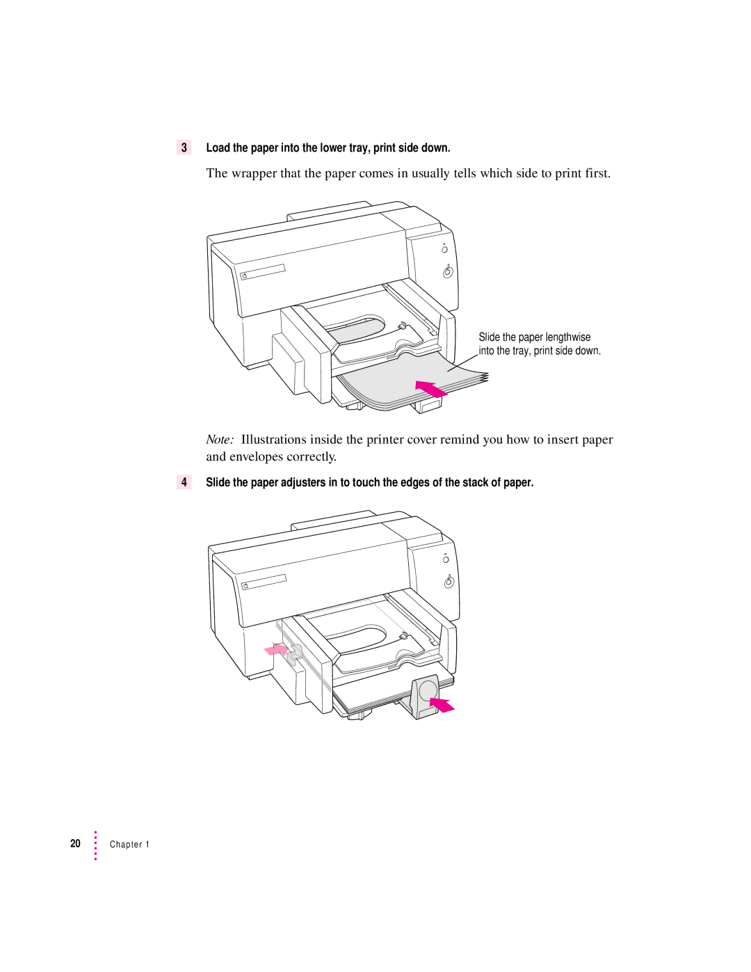 Apple 4500 important safety instructions Load the paper into the lower tray, print side down 