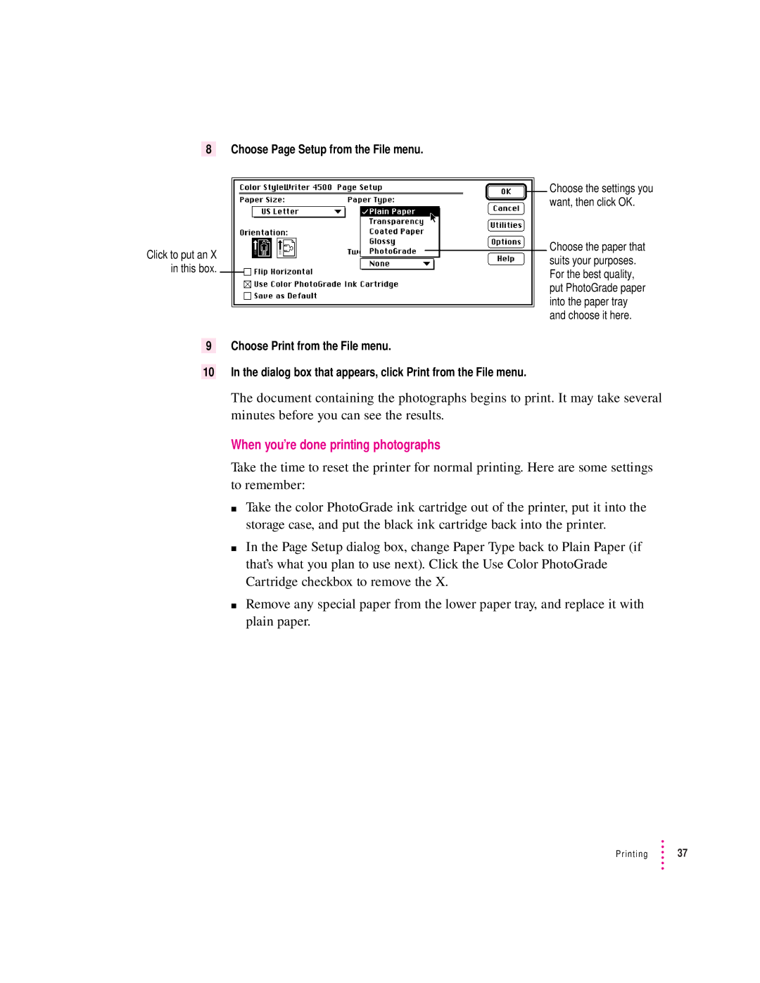 Apple 4500 important safety instructions When you’re done printing photographs 