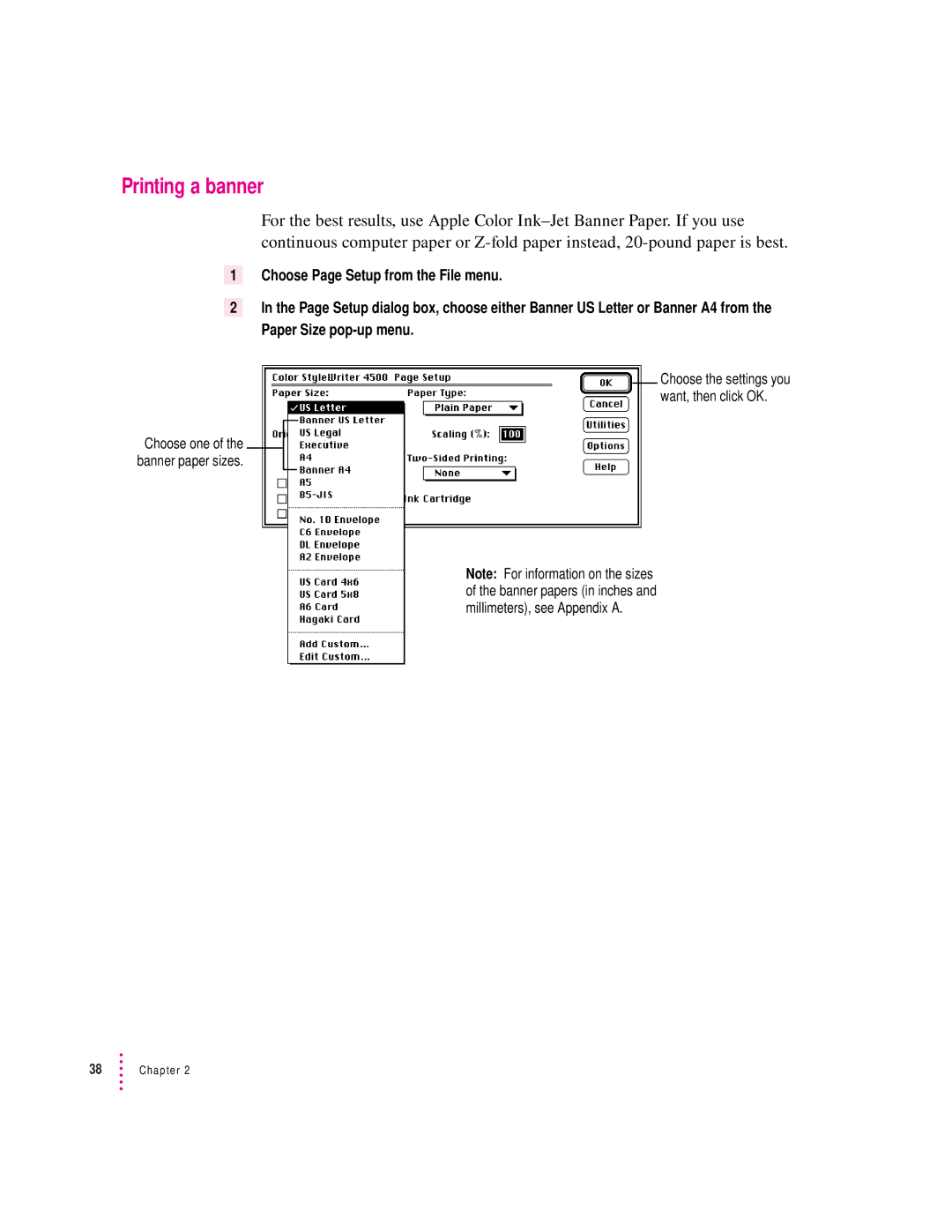 Apple 4500 important safety instructions Printing a banner 