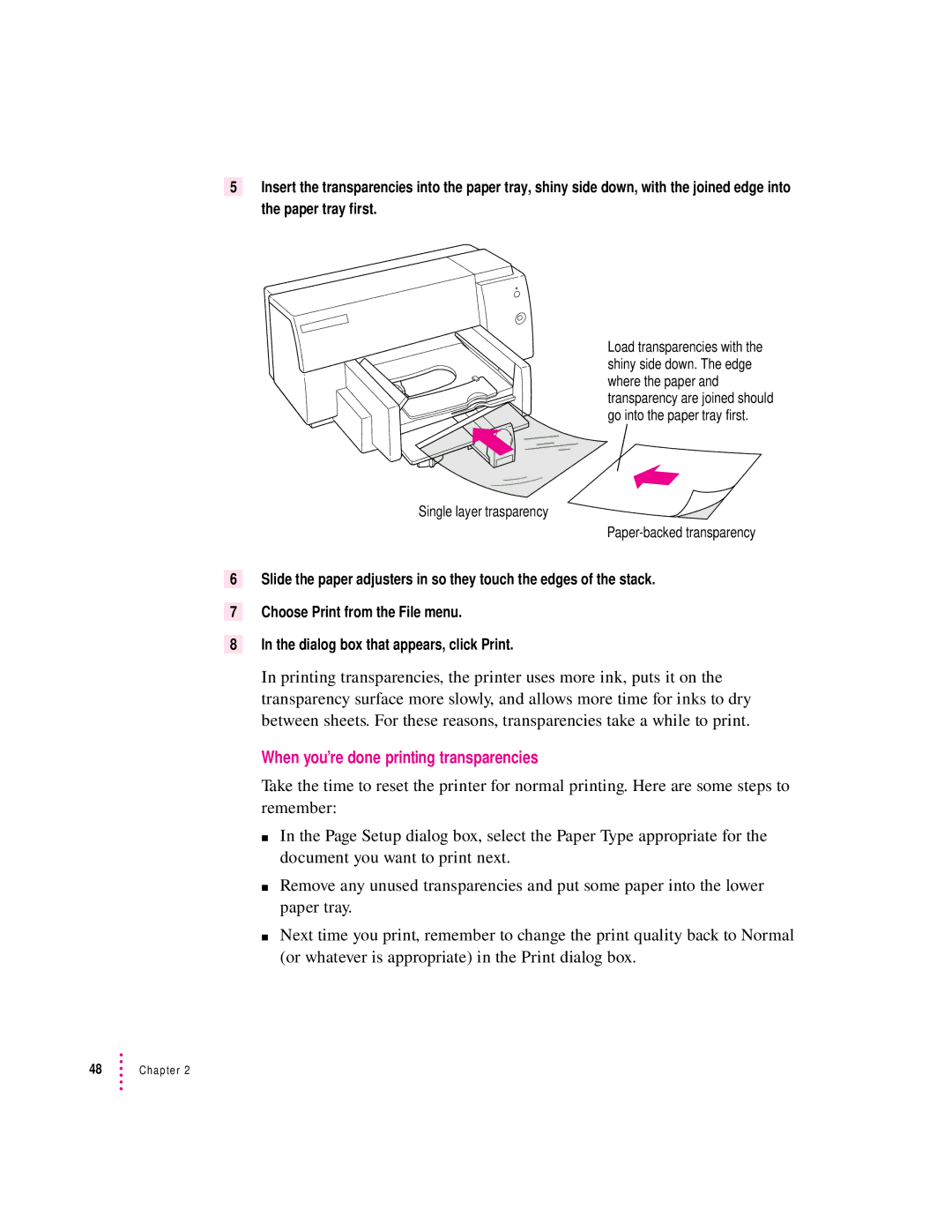 Apple 4500 important safety instructions When you’re done printing transparencies 