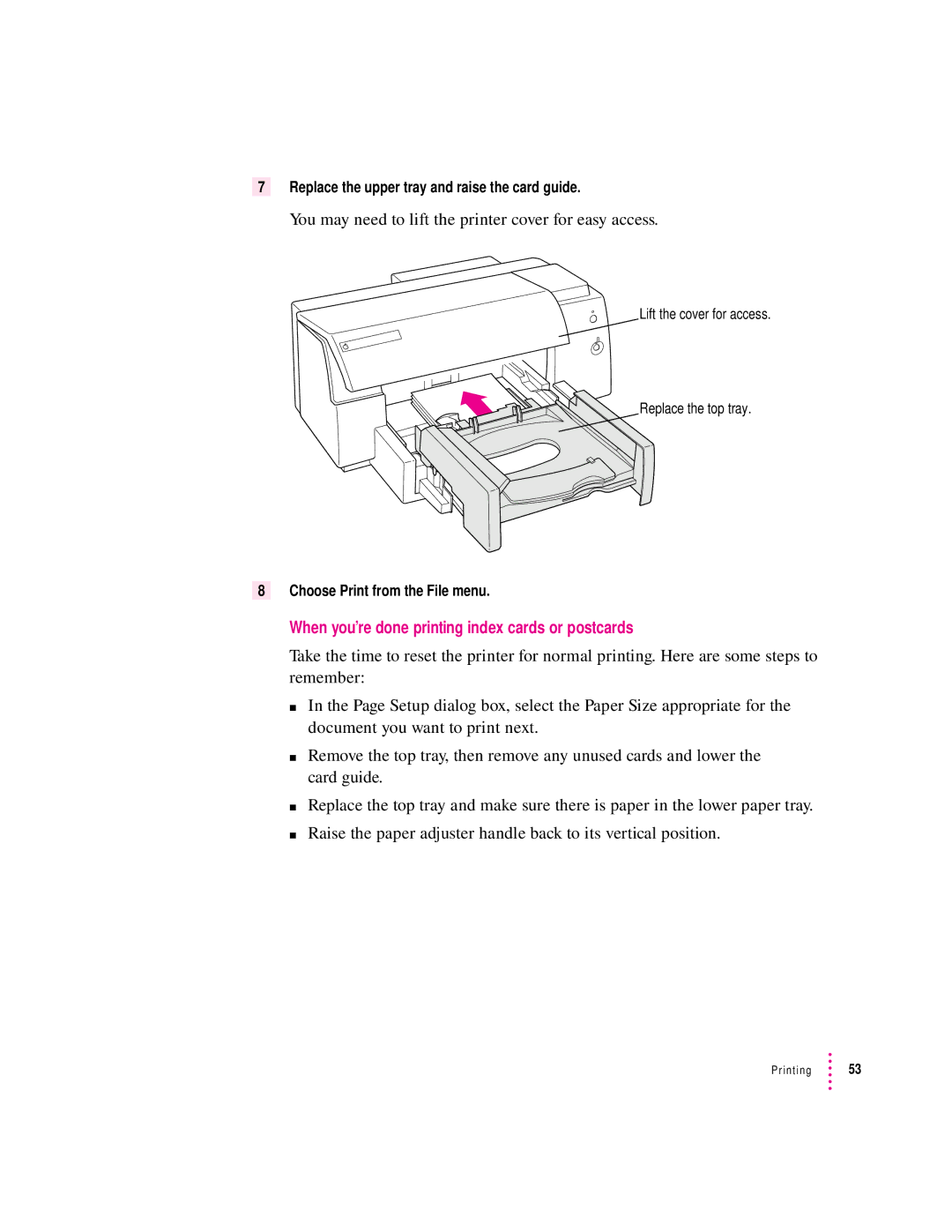 Apple 4500 important safety instructions When you’re done printing index cards or postcards 