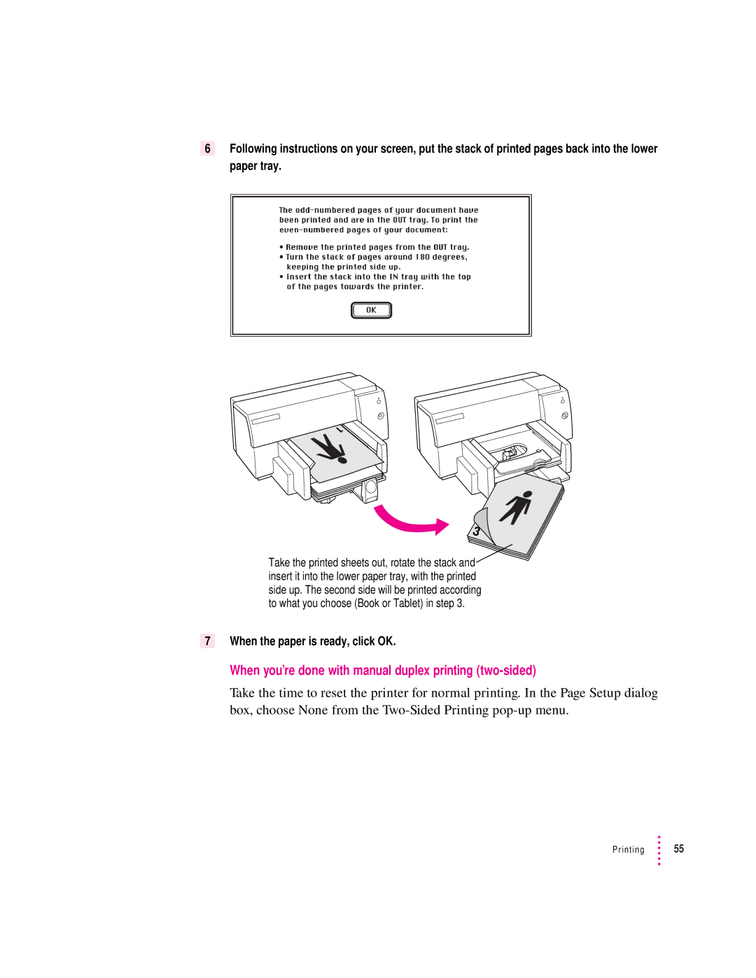 Apple 4500 important safety instructions When you’re done with manual duplex printing two-sided 