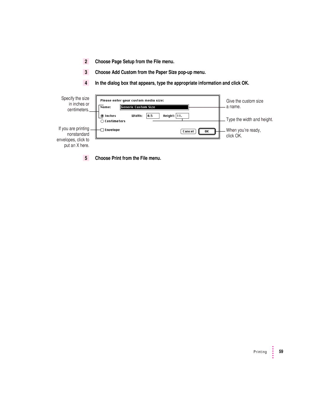 Apple 4500 important safety instructions Specify the size in inches or centimeters 