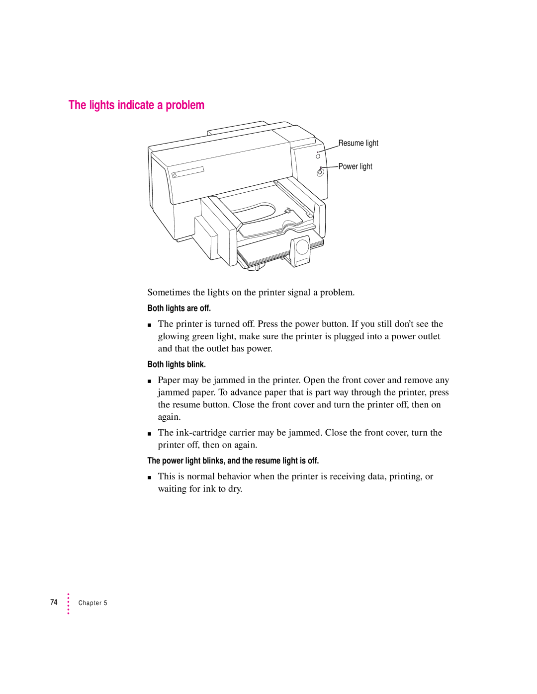 Apple 4500 important safety instructions Lights indicate a problem 