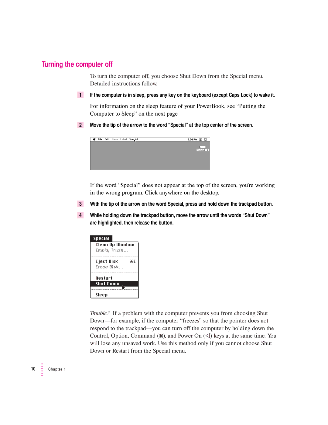 Apple 500 Series manual Turning the computer off 