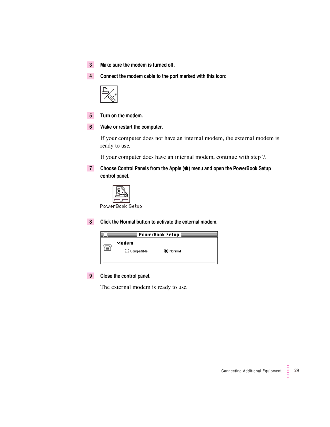 Apple 500 Series manual External modem is ready to use 